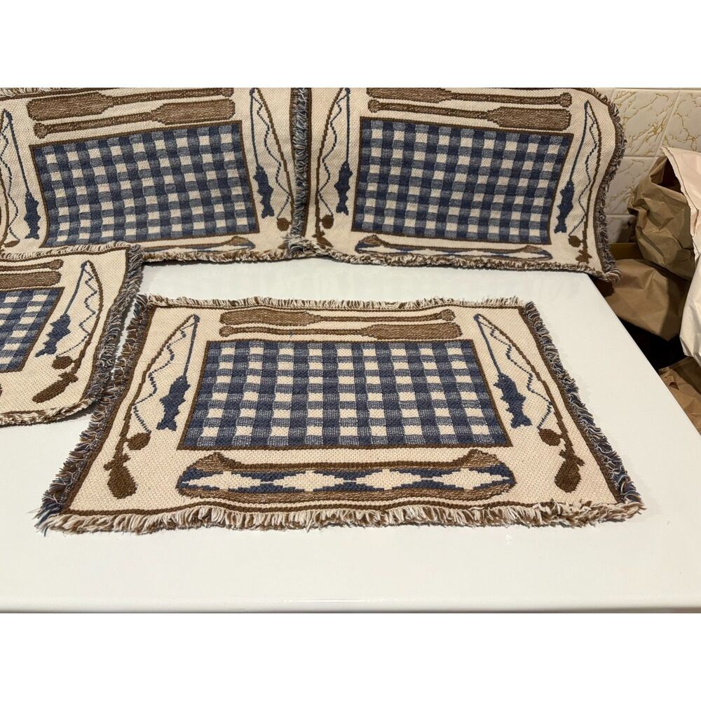 lot of 4 tapestry knit cabin placemats